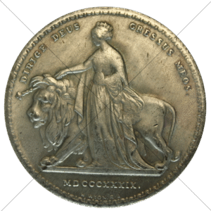 1839 UK Queen Victoria Una & The Lion Crown Replica - Circulated Look - Space Filler Coin