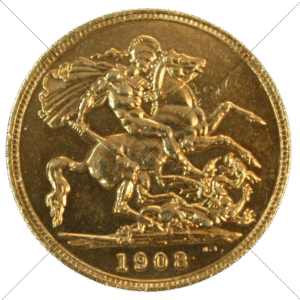 1908 King Edward VII Sovereign Replica Circulated Look - Space Filler Coin