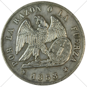 1853 Chile 1 Peso, Santiago Mint Replica - Space Filler Coin