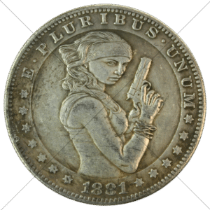 1881cc USA Hobo Woman With Handgun Morgan Dollar Replica - Space Filler Coin