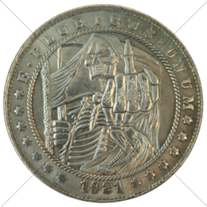 1921 USA Hobo Skeleton Giving The Bird Morgan Dollar Replica - Space Filler Coin
