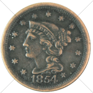 1854 USA Braided Hair Large Cent Replica - Space Filler Coin