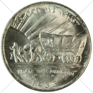 1933-D USA Oregon Trail Commemorative Half Dollar Replica, Uncirculated Look - Space Filler Coin