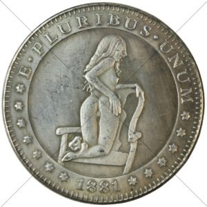 1881cc USA Hobo XXX On Chair Showing Behind Morgan Dollar Replica - Space Filler Coin